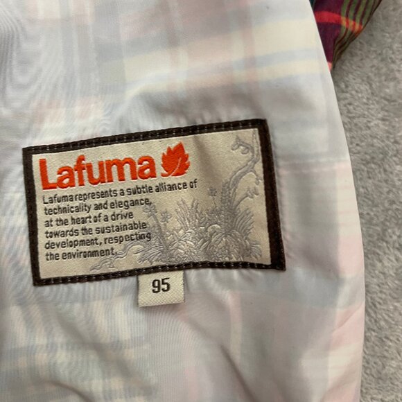 Lafuma Jacket Size Small Hooded Windbreaker Full Zip Multicolor Plaid Patchwork - Picture 6 of 8